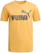 PUMA Boys' T-Shirt - Cat Logo T-Shirt for Boys - Athletic Crewneck Short Sleeve Tee (S-XL), Size Medium, Apricot