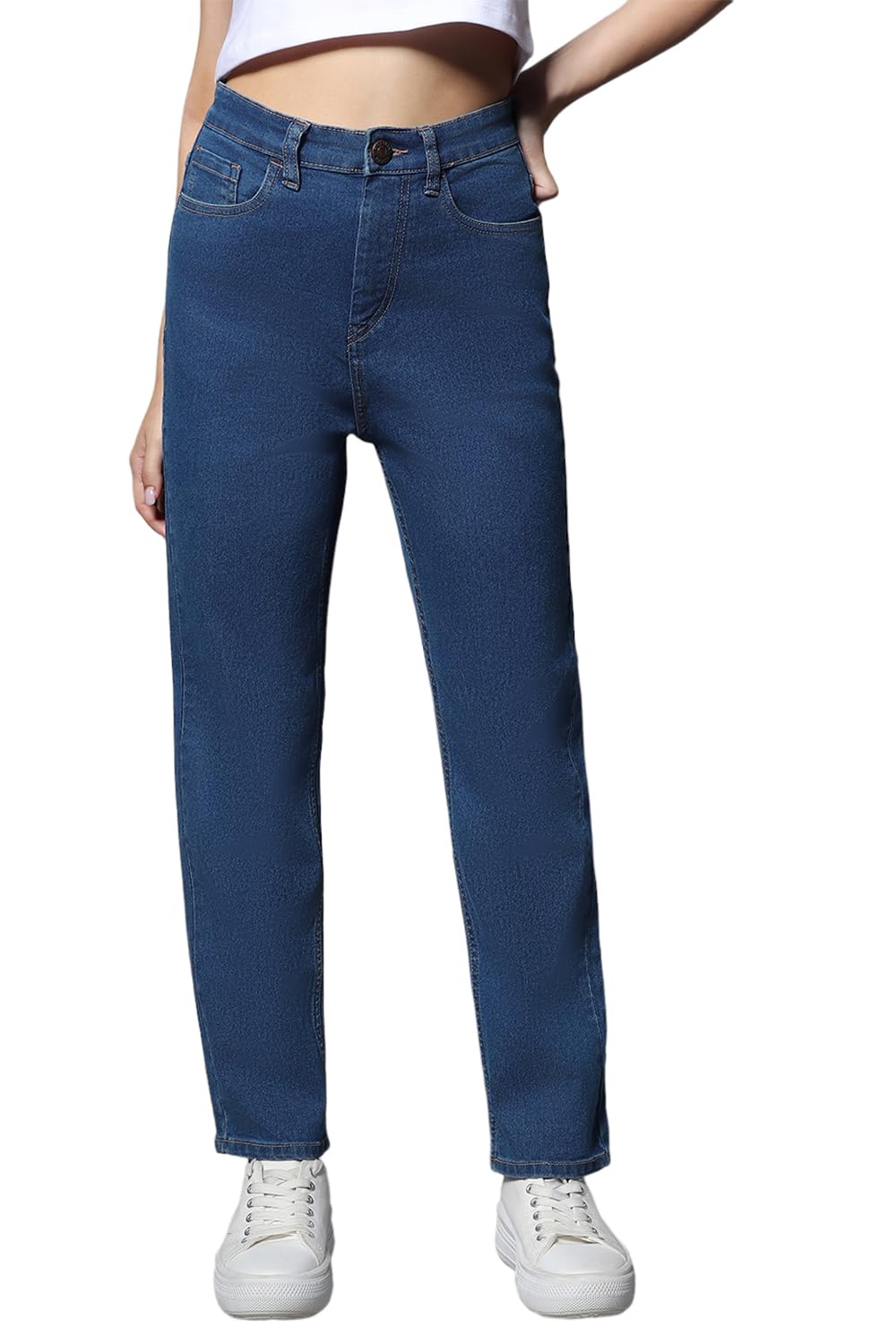 HIGH STAR Womens Straight Fit Stretchable Jeans (HSWJNW23101_IG3_Blue_36)