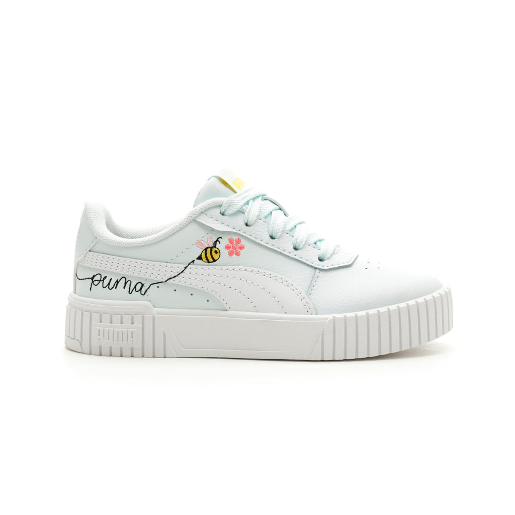 PUMA Carina Sneaker, Dewdrop White-Pel   Yellow, 2 US Unisex Little Kid