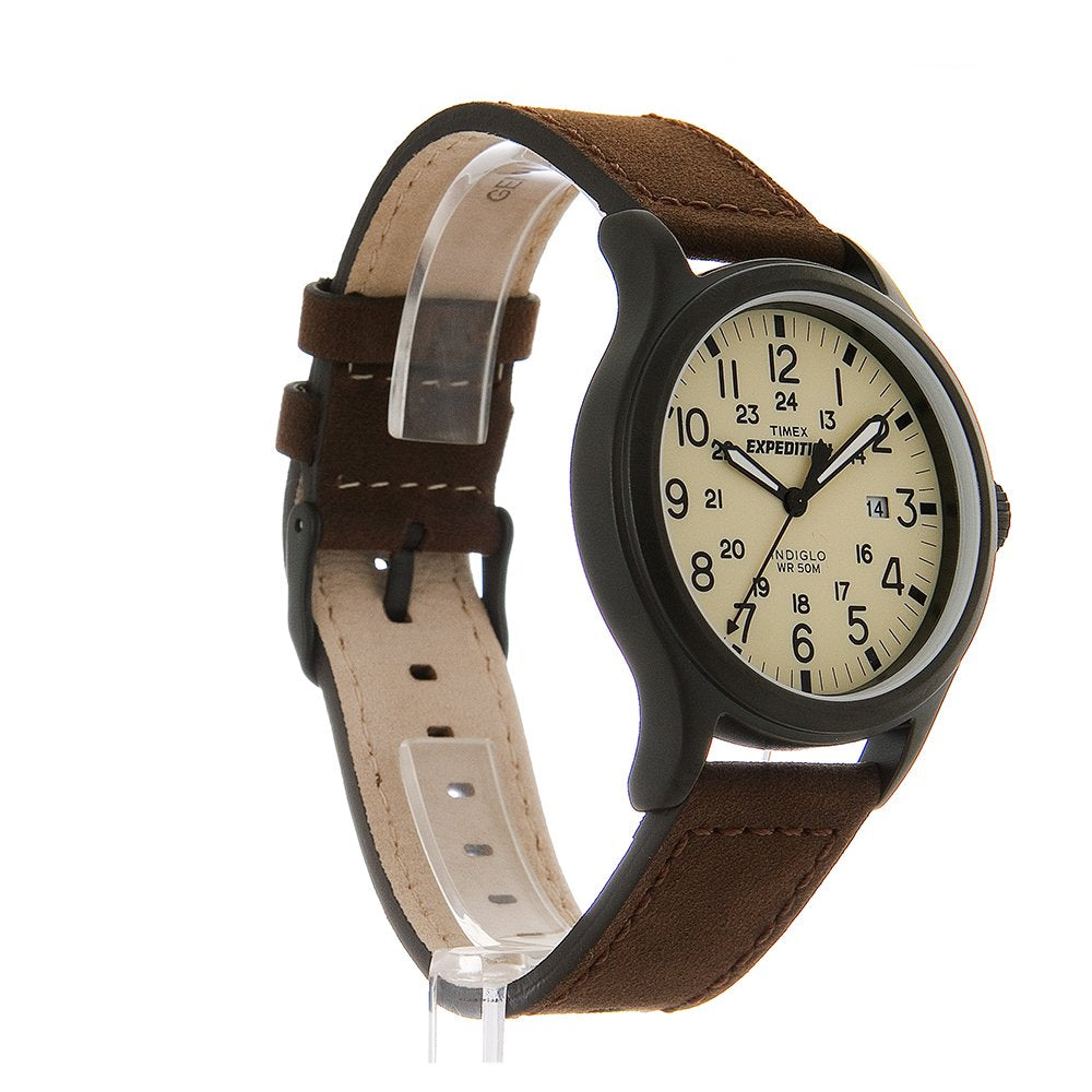 Timex Men's T49963 Expedition Scout Brown Leather Strap Watch