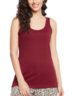 Clovia Womens Cotton Chic Basic Tank Top (CM0007P09_Maroon_M)