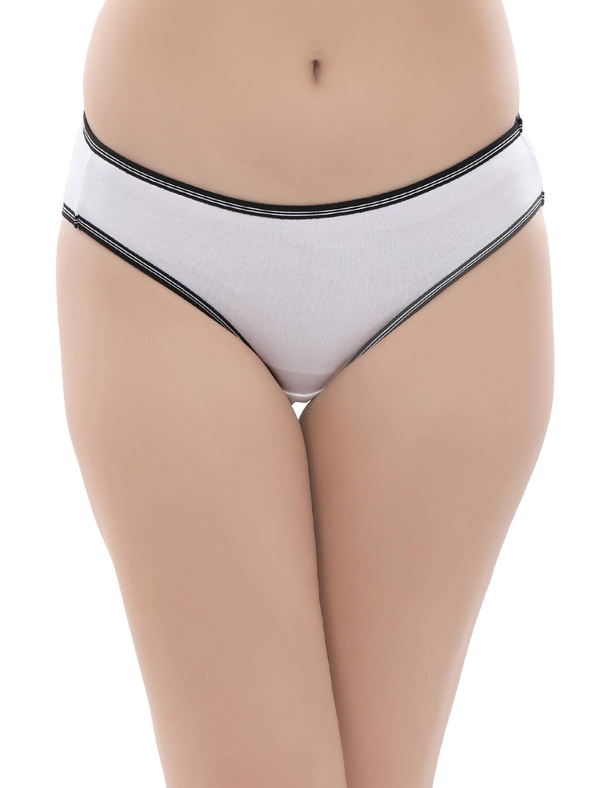 Clovia Womens Cotton Low Waist Bikini Panty (PN2557P18_White_XXL)