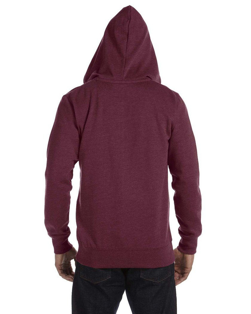 Mens OrganicRecycled Heathered Full-Zip Hooded Sweatshirt - BERRY - S(D0102H7ZLg8)