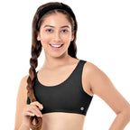 Enamor Womens Wide Strap Stretch Cotton Non-Padded Antimicrobial Beginners Pop-on Wireless Teenager Bra Full Coverage Bra - BB0