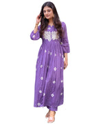 ANNI DESIGNER Anarkali Women 's Kurta with Viscose Trousers, purple, XL