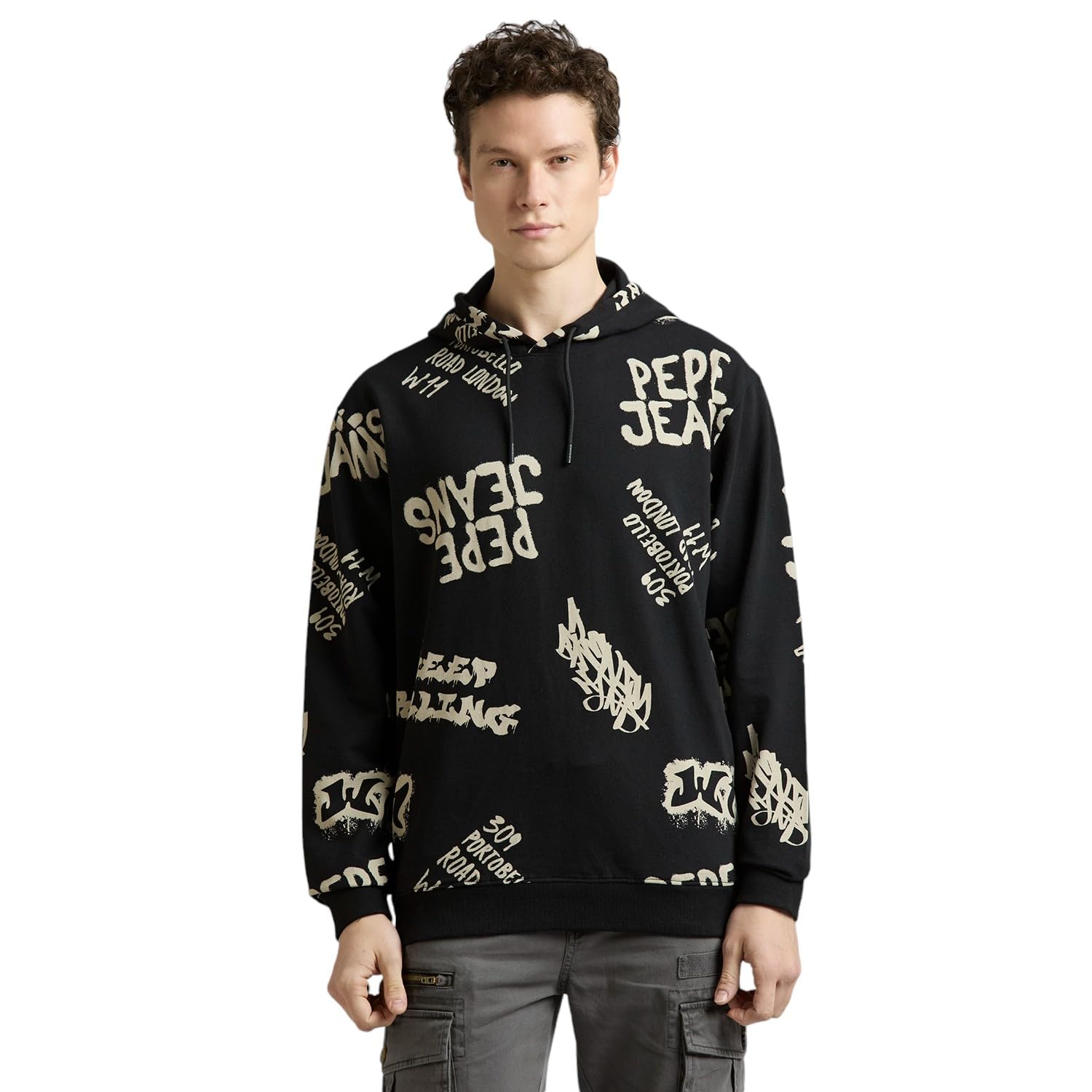 Black Grafitti Print Full Sleeve Oversized Sweatshirt