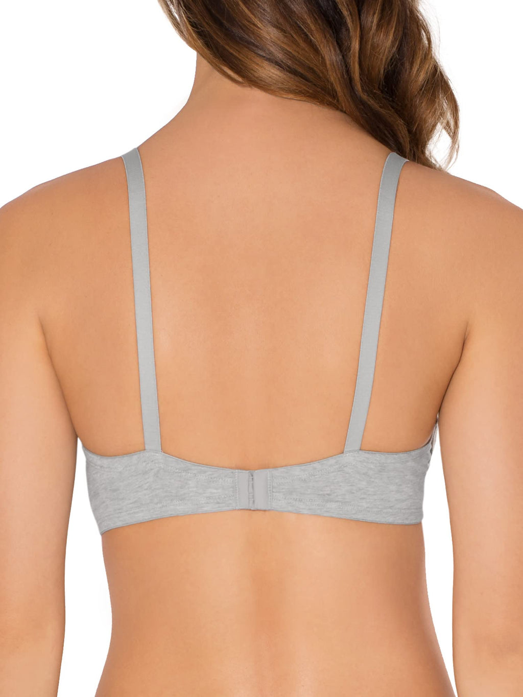 Fruit of the Loom Women's Smooth Cotton T-Shirt Bra-Ultra-Soft, Flexible, and Invisible Under Tees, Heather Grey/White, 36C