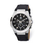 Charles-Hubert 3986-A Stainless Steel Chronograph Black Dial Solar-Powered Watch