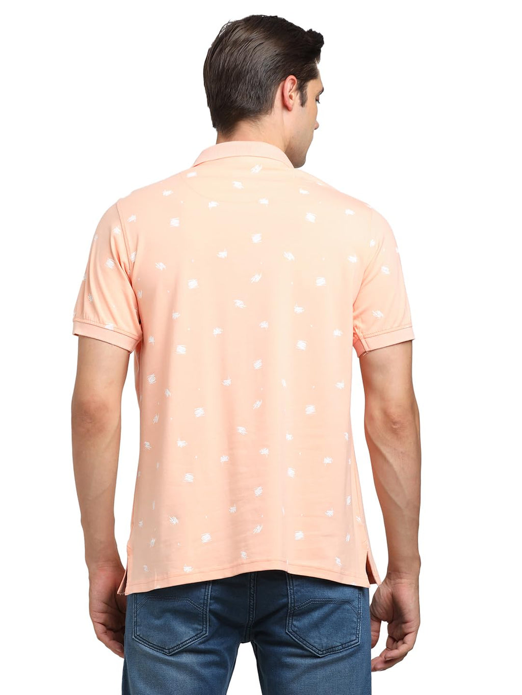 Turtle Men Knitted Slim Fit Peach Polo T-Shirt