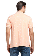 Turtle Men Knitted Slim Fit Peach Polo T-Shirt