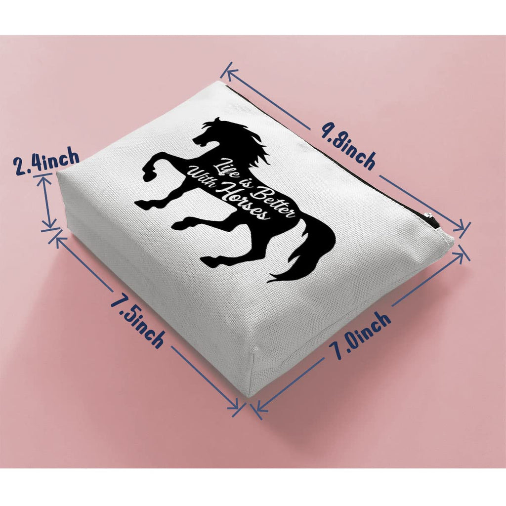 BiuNiuring Horse Gifts for Women, Horse Gifts for Horse lovers, Equestrian Gifts, Horse Makeup Bag, Life Is Better With Horses