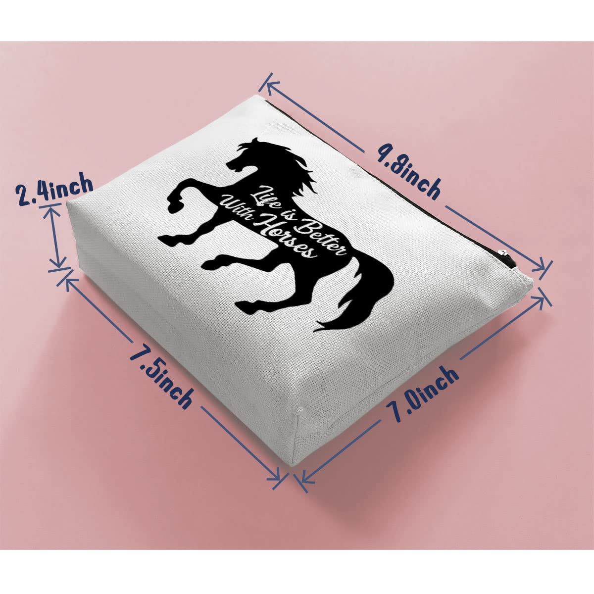 BiuNiuring Horse Gifts for Women, Horse Gifts for Horse lovers, Equestrian Gifts, Horse Makeup Bag, Life Is Better With Horses