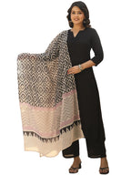 ANNI DESIGNER Ladies Plain Rayon Blend Kurta with Trousers and Dupatta, Black, M