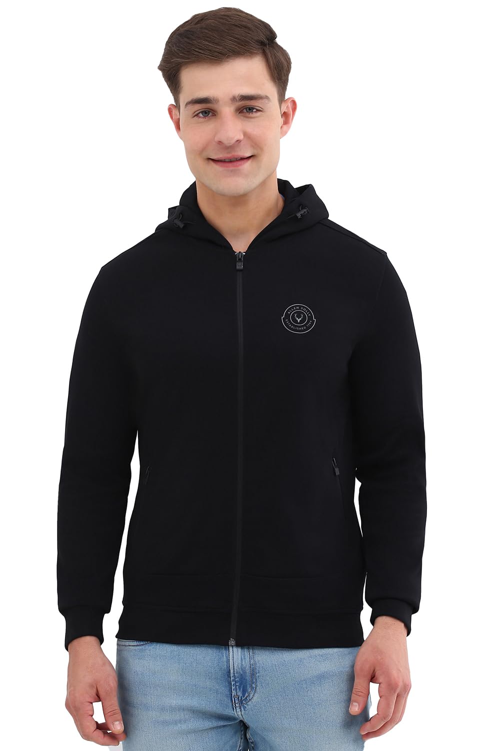 Allen Solly Men Solid Casual Full Sleeve Hooded Hoodie