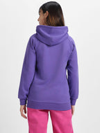JUNEBERRY Cotton Polly Fleece Regular Fit Purple Solid Hoodie for Women