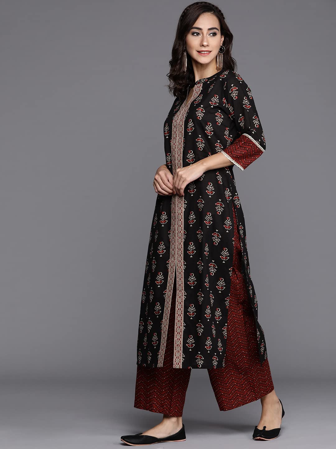 Libas WomenS Cotton Kurta Sets (20119O_Black