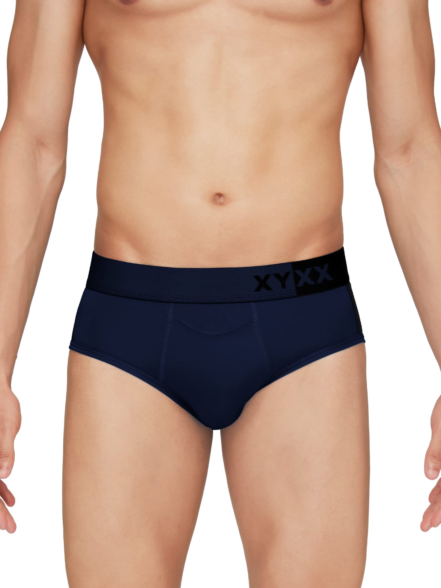 XYXX Mens Underwear Dualist IntelliSoft Antimicrobial Micro Modal Brief Pack of 2 (Black Iris & Black ; Black Iris & Brilliant