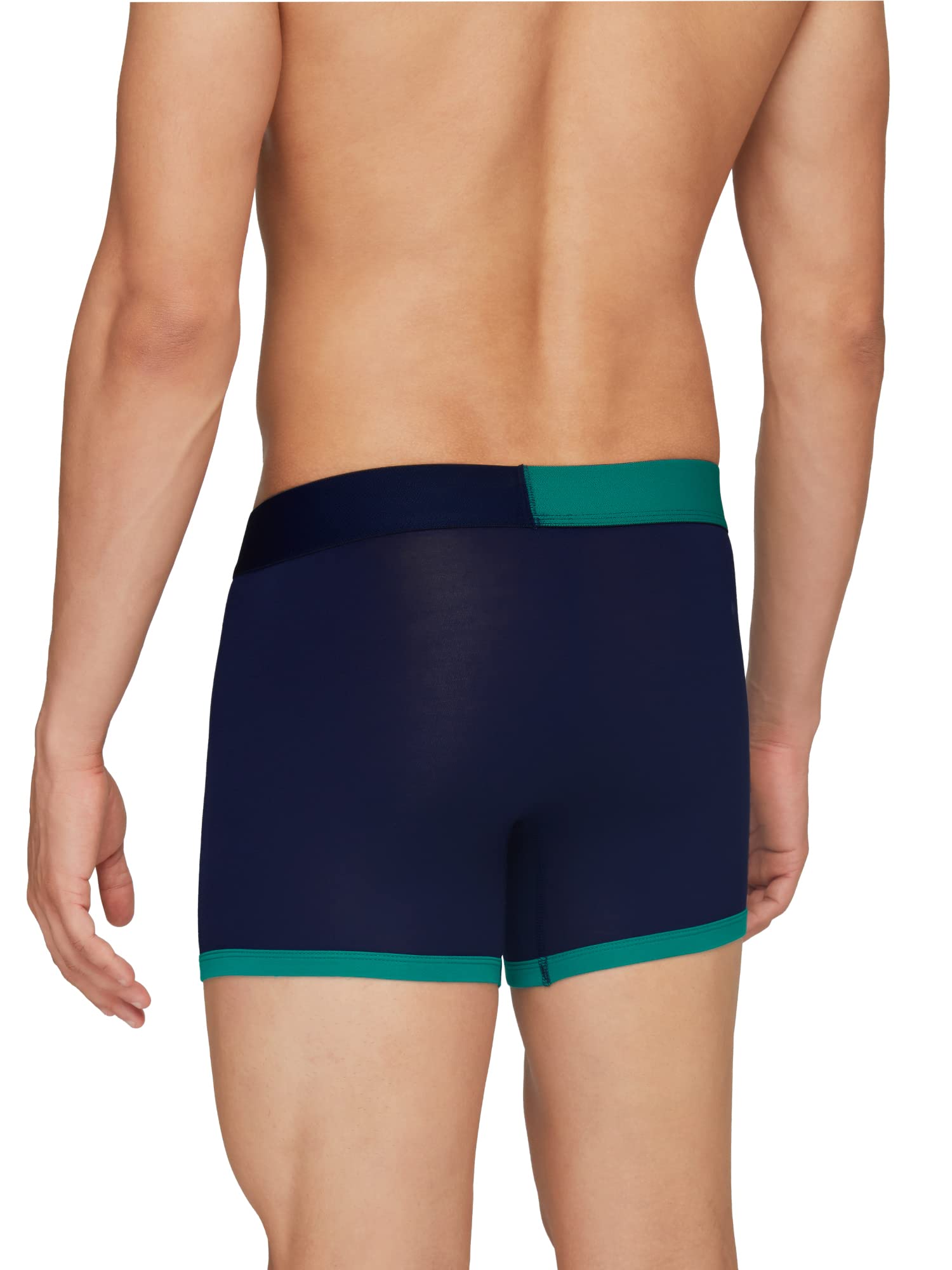 XYXX Mens Underwear Dualist IntelliSoft Antimicrobial Micro Modal Trunk Pack of 3 (Brilliant Blue & Black Iris ; Navigate & Bla