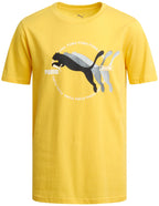 PUMA Boys' T-Shirt - Cat Logo T-Shirt for Boys - Athletic Crewneck Short Sleeve Tee (S-XL), Size Medium, Sunny Yellow