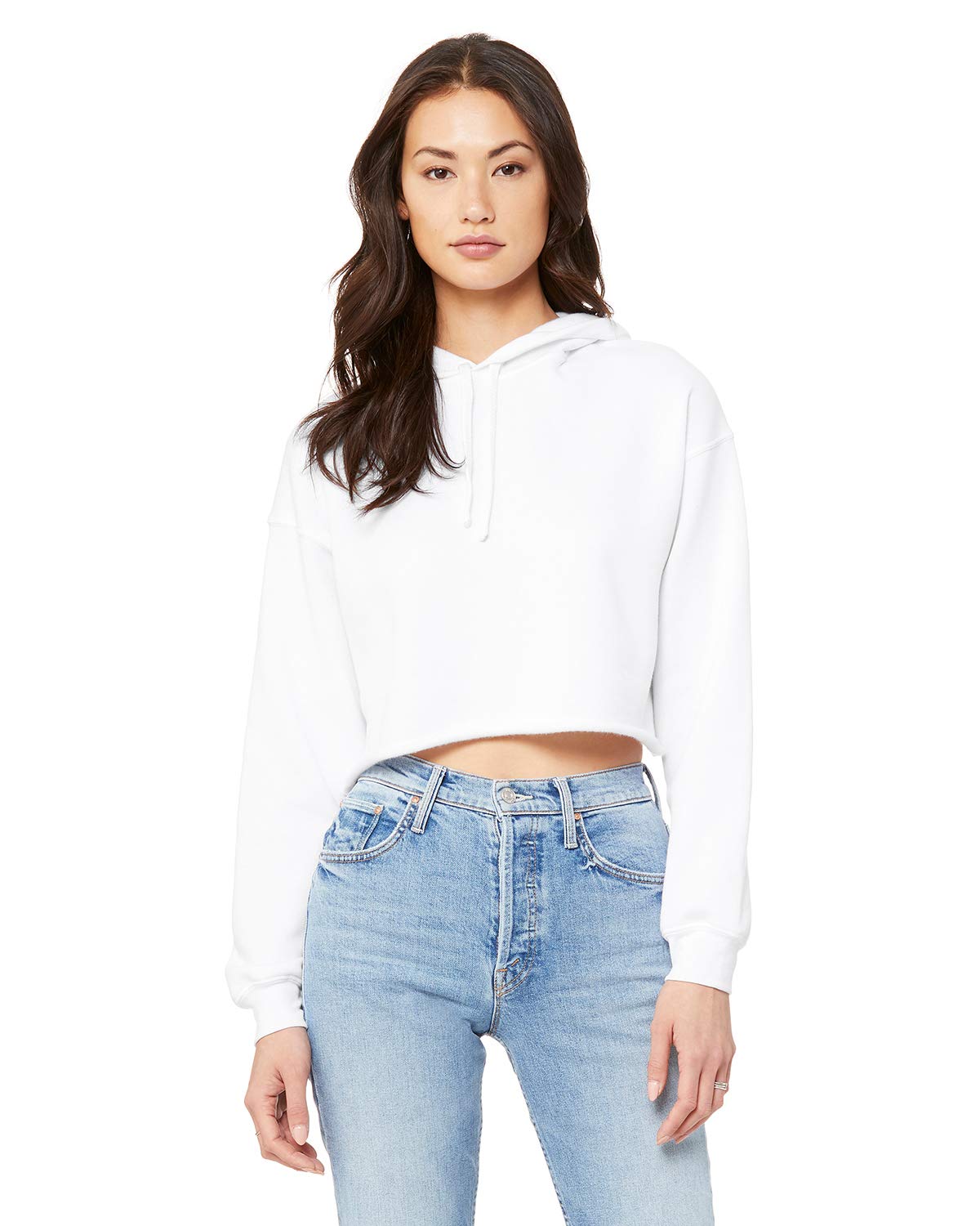 Ladies cropped Fleece Hoodie - PEAcH - S(D0102H7WEX8)