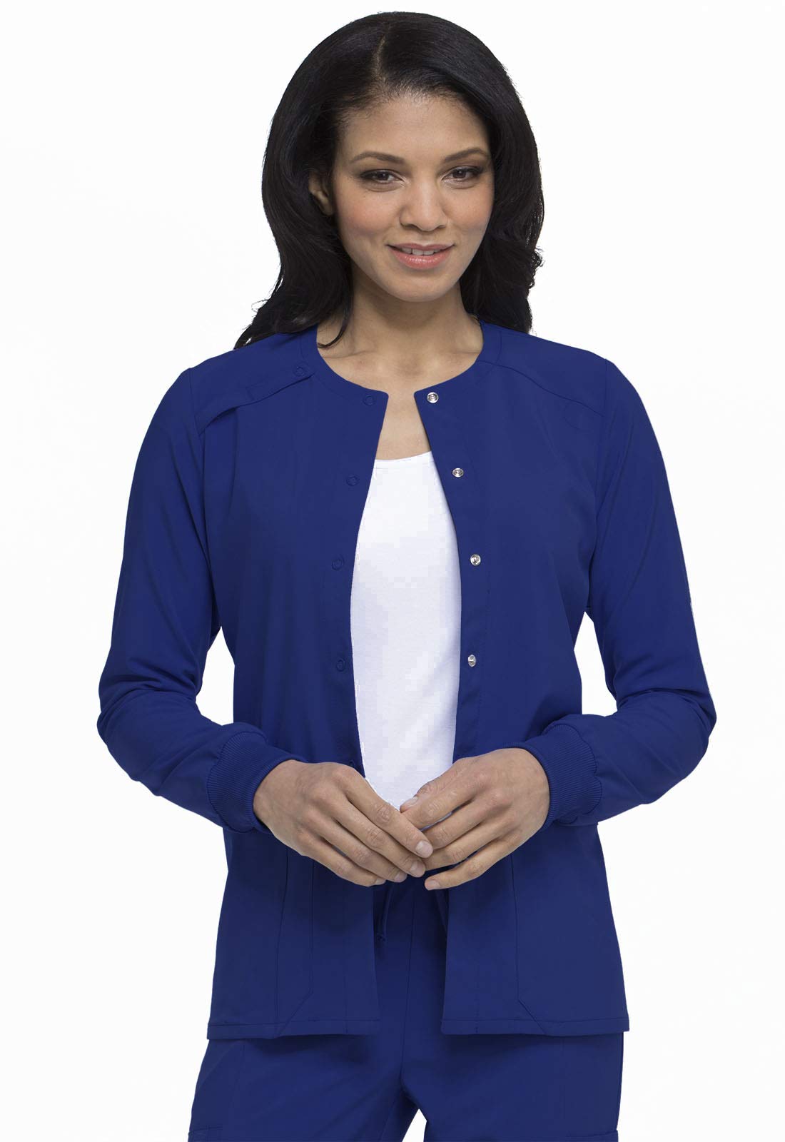 Dickies Scrub Jackets For Woman Snap Front Warm-up Jacket With 2 Pockets Plus Size - DK305, 5XL, Galaxy Blue