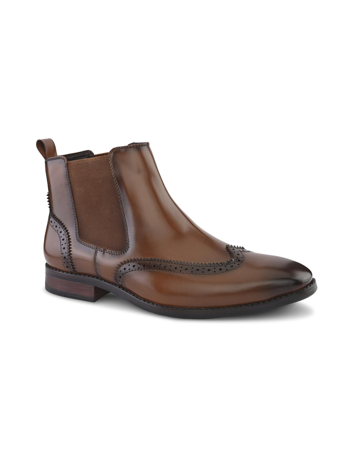 Stanphord Men Wingstyle Brogue Chelsea Ankle Boots  Stylish Leather Boots, Formal & Casual Wear, Comfortable Dress Shoes for Me 6