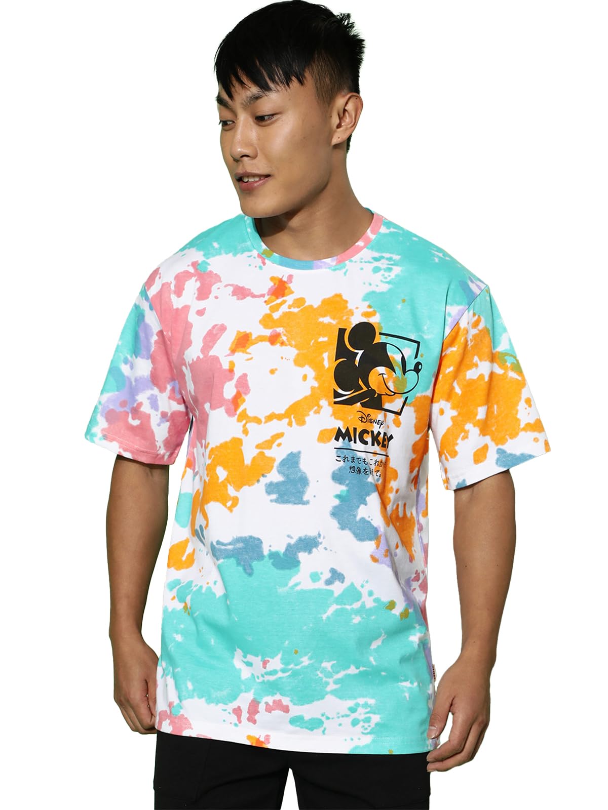 Veirdo Men's Cotton Oversize Fit Round Neck Short Sleeve Original Dineys Mickey Merch Tie-Dye T-Shirt