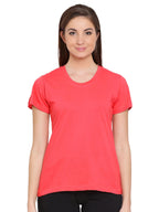 Clovia Womens Cotton Rich Sleep T-Shirt (LT0123P04_Red_L)