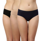 Enamor CR02 Stretchable Cotton Hipster Panties For Women Pack Of 3, Full Coverage, Grip Fit With Antimicrobial & Stain Release T