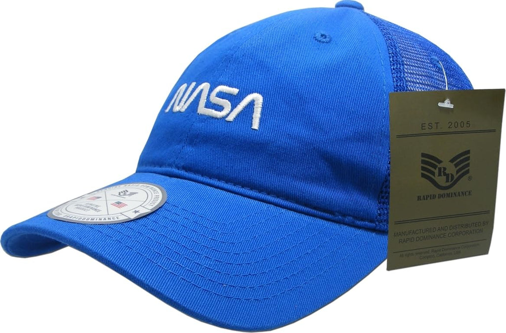 NASA Soft Trucker Caps, Worm, Royal