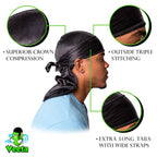 Veeta Superior Silk Durag - Smooth Silk Durag for Men & Women, Long Double Wide Straps, Outside Seam Triple Stitch Du Rag