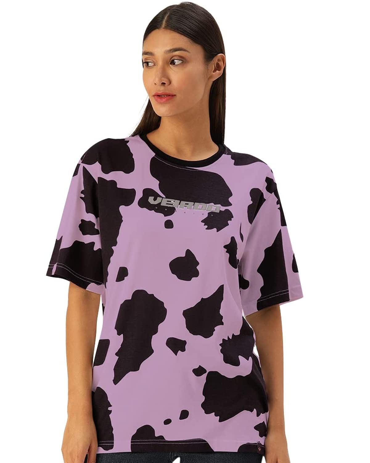 Veirdo Oversized Animal Printed T-Shirt Women Oversized Cotton Short Sleeve Women's T-Shirt Attractive Over Si
