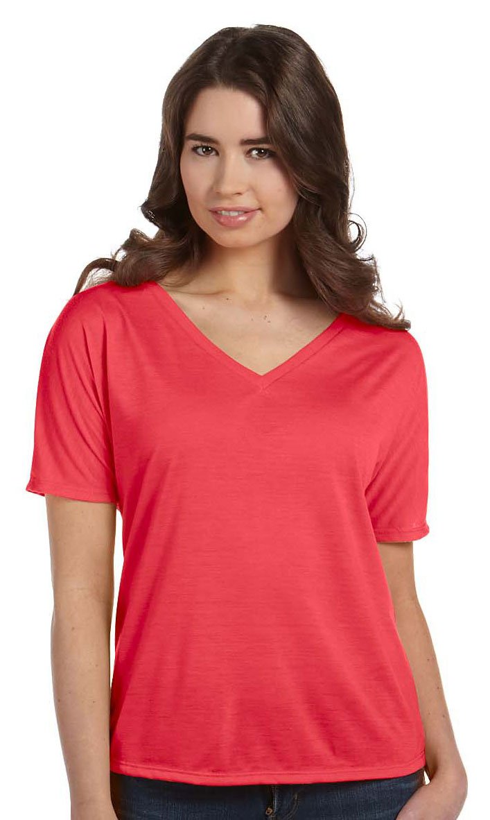Ladies Slouchy V-Neck T-Shirt - BLAcK - S(D0102H7W1RP)
