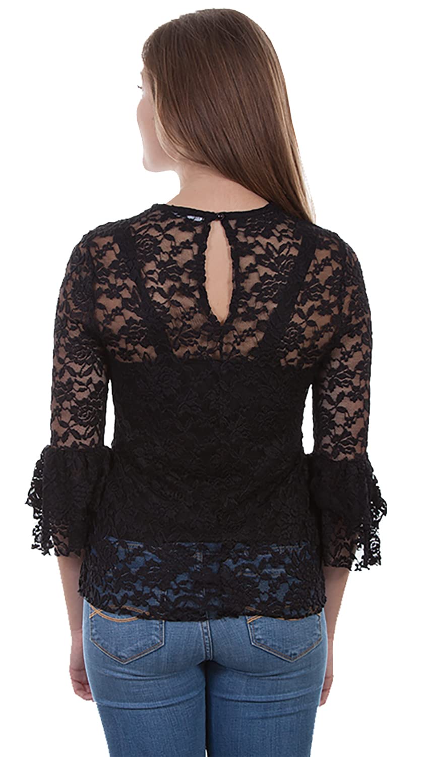 LACE TOP W/ROSE APPLIQUE