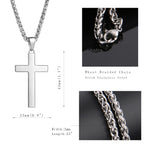P. BLAKE Stainless Steel Cross Pendant Necklace for Men Boys Jewelry Gift, Chain Necklace