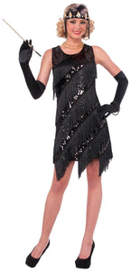Forum Novelties Women's Midnight Dazzle Flapper Costume Dress, Black, Medium/Large