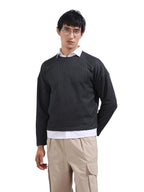 The Indian Garage Co Mens Boxy Textured Full Sleeves Crew Neck T-Shirt