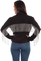 DENIM JACKET W/RHINESTONE FRINGE