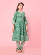 Aarika Girls Rama Colour Cotton Printed Kurti (KURTI-K-TR-04-RAMA-40)