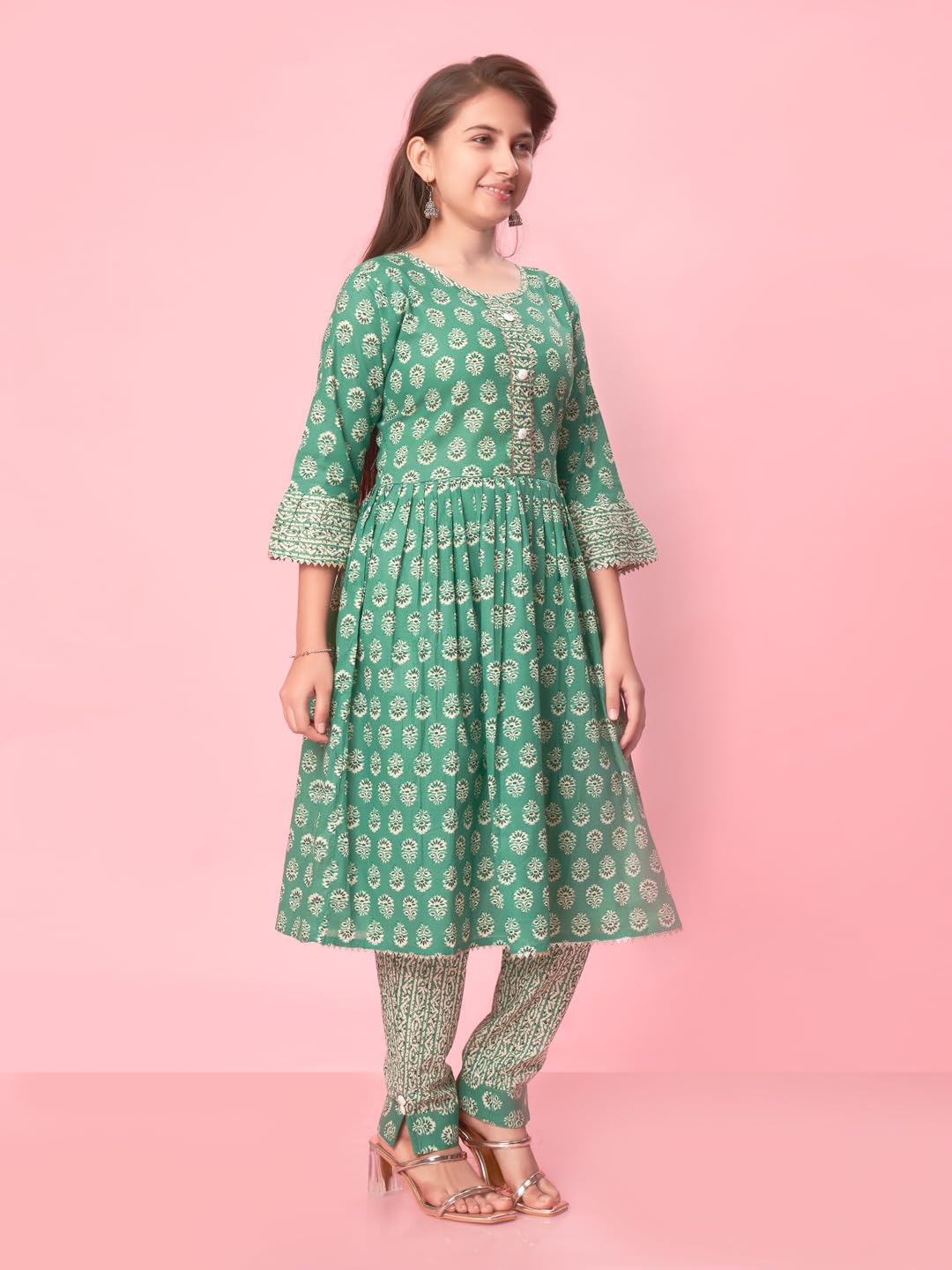 Aarika Girls Rama Colour Cotton Printed Kurti (KURTI-K-TR-04-RAMA-40)