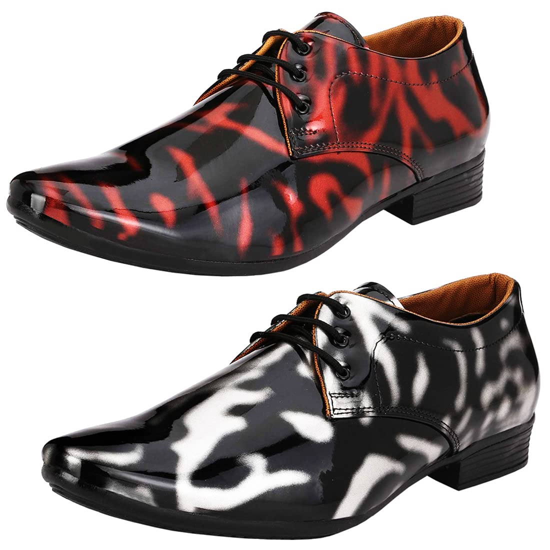 Aadab Trendy Formal Shoes/Party Shoes/ 2 Shoes Combo with Free Belt for Men and Boys (BAZAAR7738_VTR01BlkRed01BlkSlvr1Blk) 8