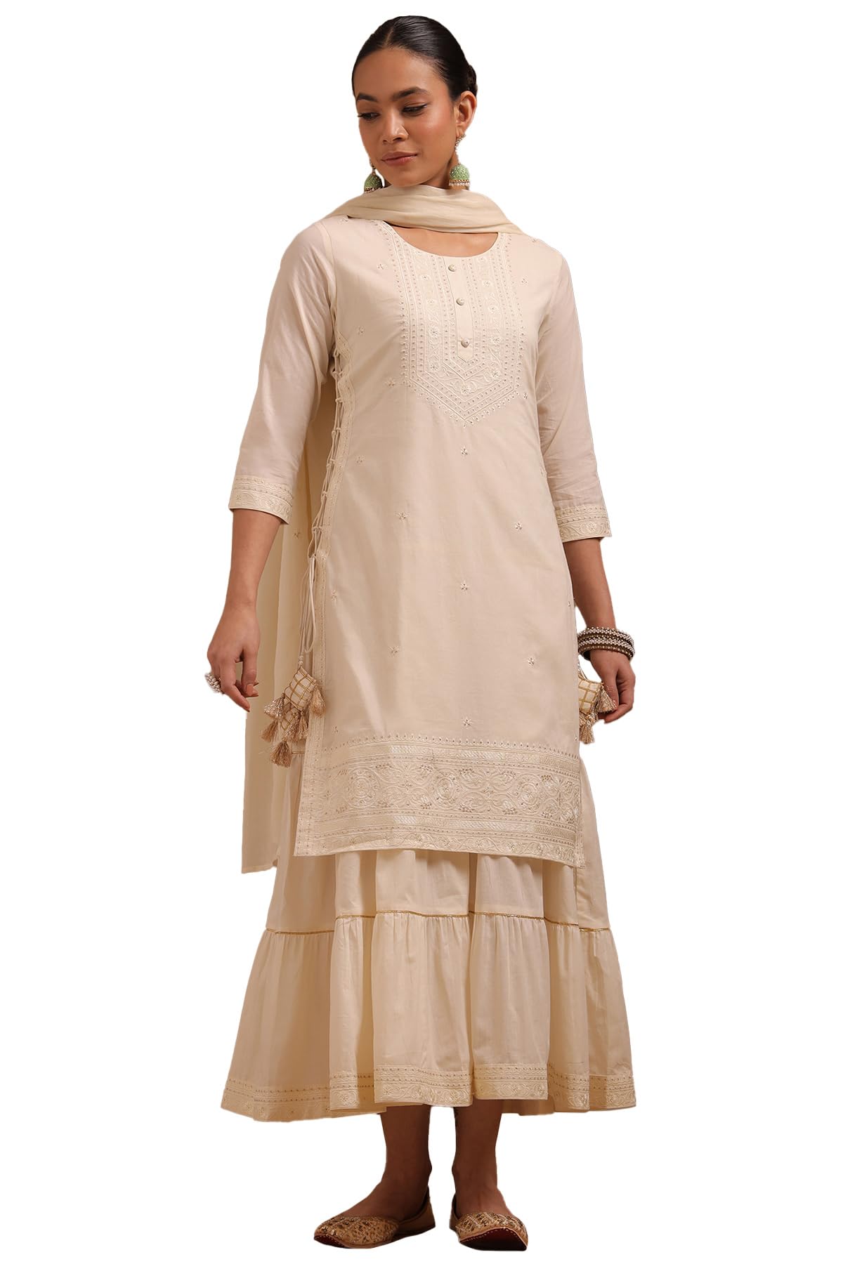 Soch Women Cotton Embroidered Kurta Zari