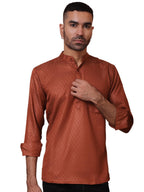 Jompers Mens Woven Design Short Kurta