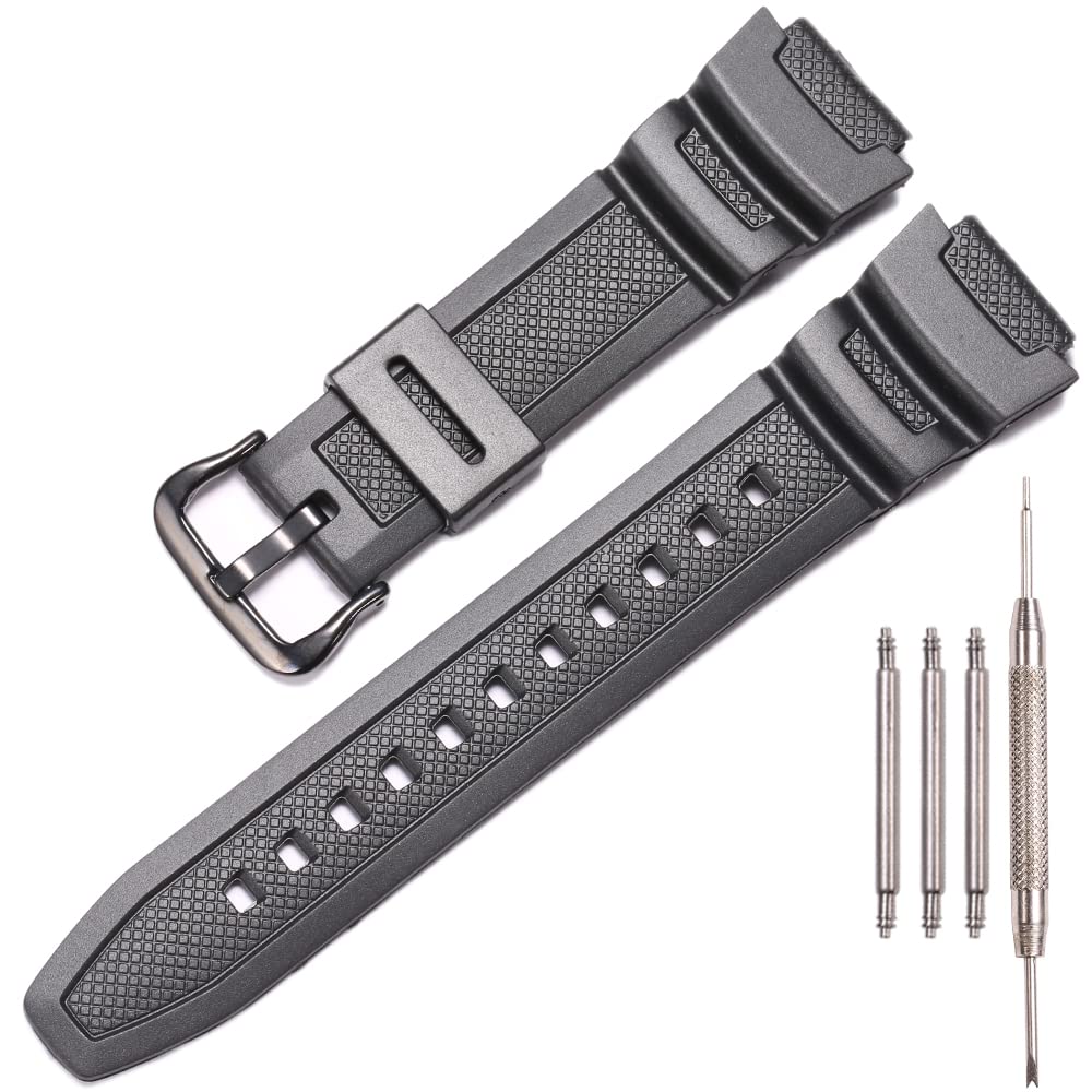 XBHSW Resin watch strap Compatible with Casio AE1200WH AE-1000W SGW-300H AQ-S800W W-800H Men's Waterproof Rubber Band Replacemen