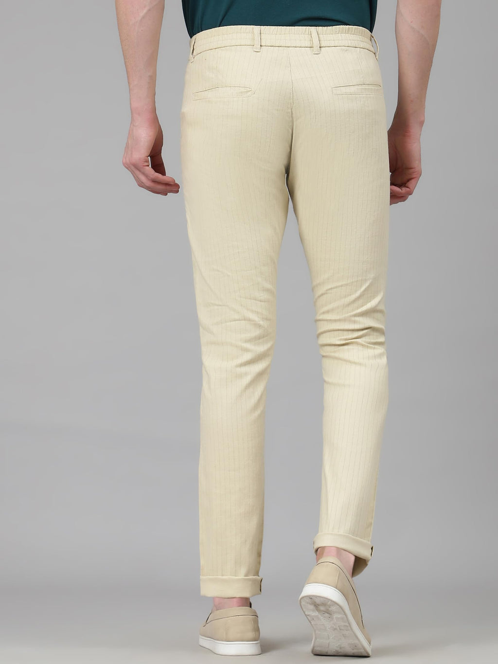 AVANOVA Mens Solid Linen Cream Trousers Light Business Style Slightly Stretch Straight Leg Pants for Outdoor Casual Daily Trous