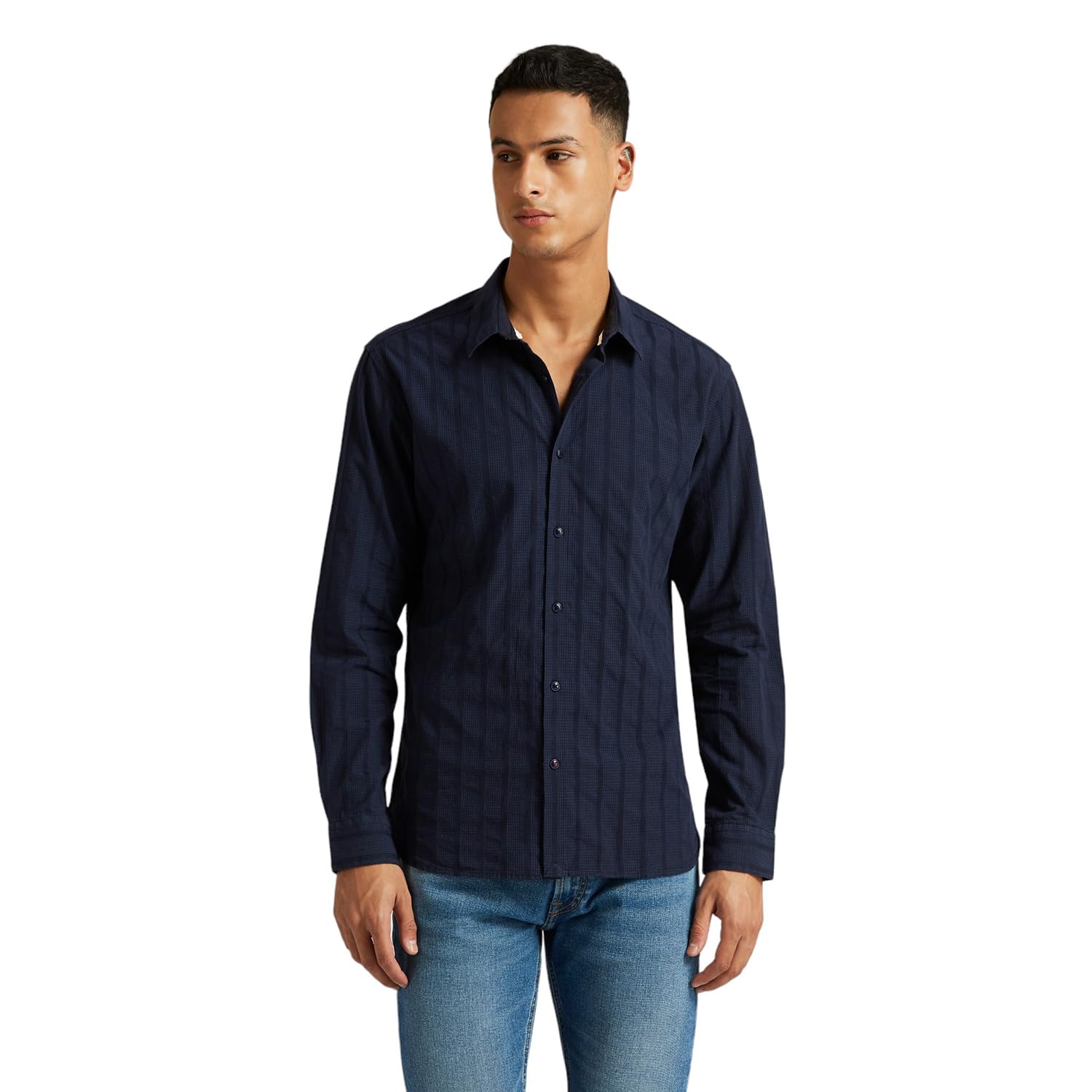 Pepe Jeans MenS Striped Regular Fit Shirt (Pm308635_Navy