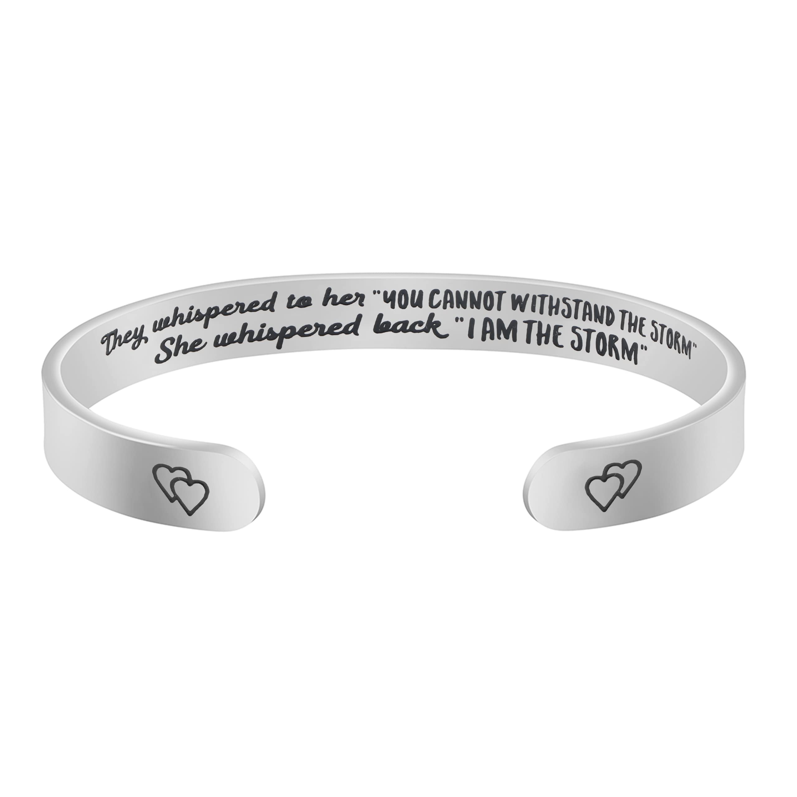 JoycuFF Inspirational Bracelets for Women Inspirational Cuff Bangle for Her with Engraved Message Christmas Birthday Gifts for H