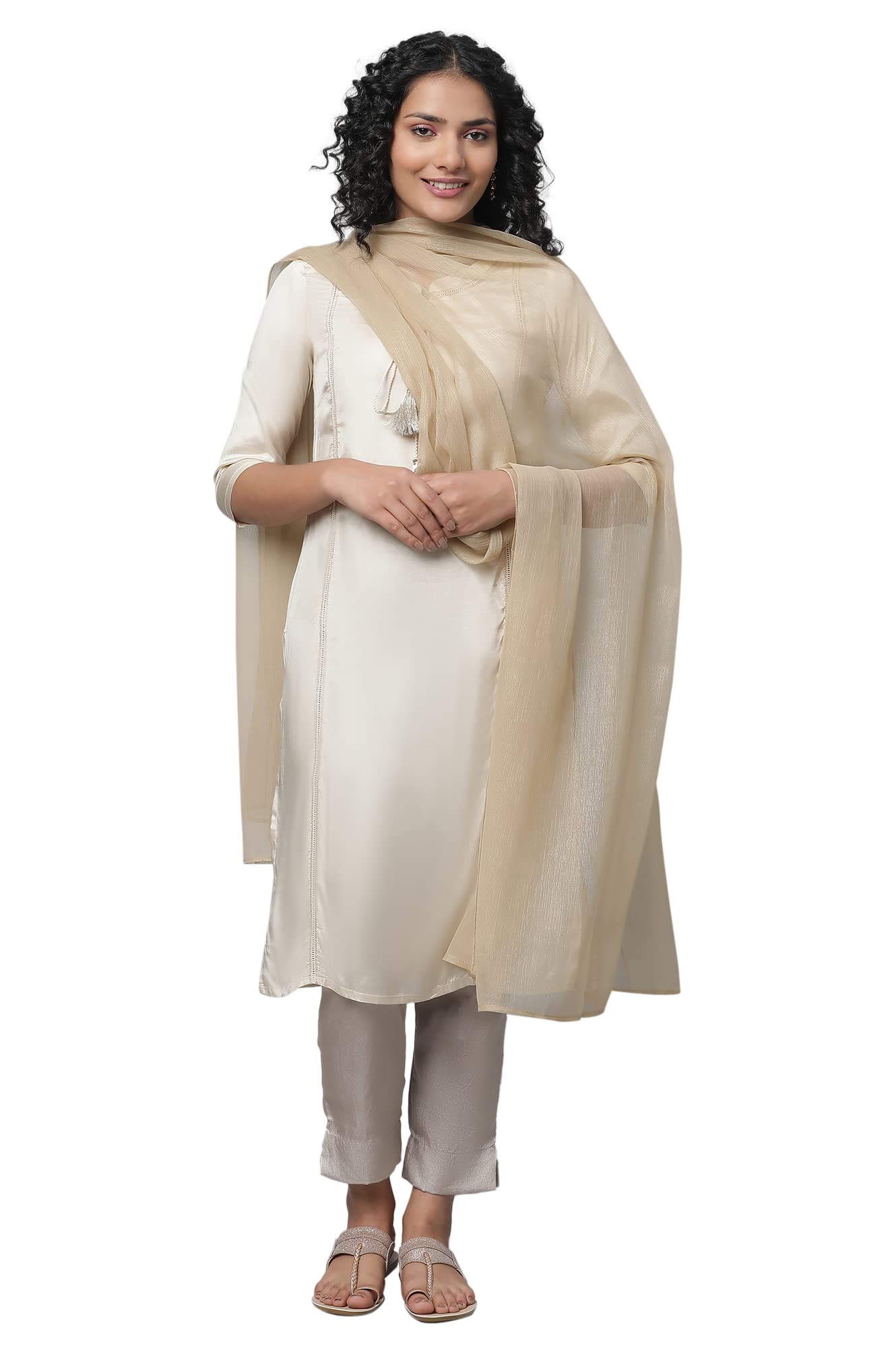 Aurelia Womens Viscose Kurta & Pant & Dupatta (23FEAS14243-605337_Off White