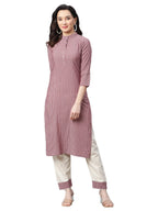 Greciilooks Women Latest Rayon Rajasthani Printed Kurta With Pant Set Straight Kurti (Xx-Large, Pink)