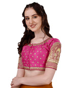 Vihu Fashion Womens Heavy Embroidery Coding with Sequins and Diamond Work Half Sleeves Fancy Cutwork Readymade Saree Blouse.(Pa